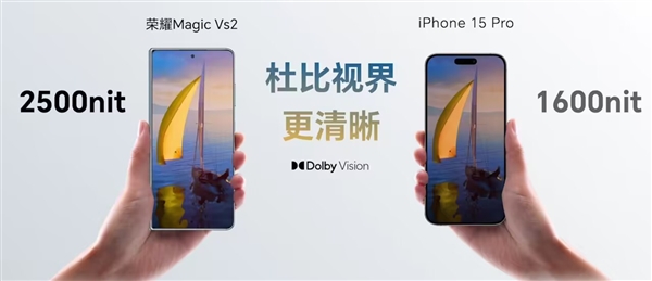 荣耀Magic Vs2配备7.92英寸大屏：比iPhone 15 Pro更护眼