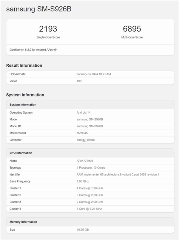 三星Galaxy S24系列现身跑分网站：Exynos版性能不及骁龙版