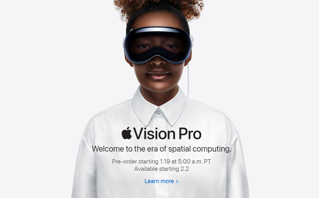 苹果宣布：Vision Pro  2 月 2 日在美上市，1 月 19 日开启预购