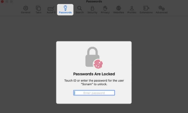 如何在Mac上的Safari浏览器中使用Touch ID自动填充密码