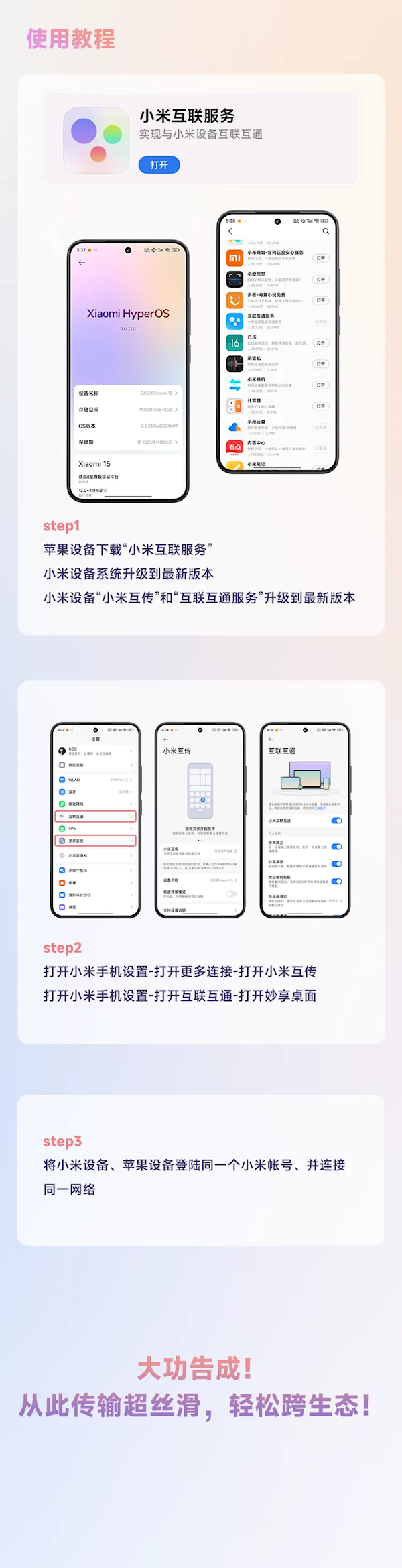 小米和苹果 通了！Xiaomi HyperConnect全面支持苹果设备 轻松互传