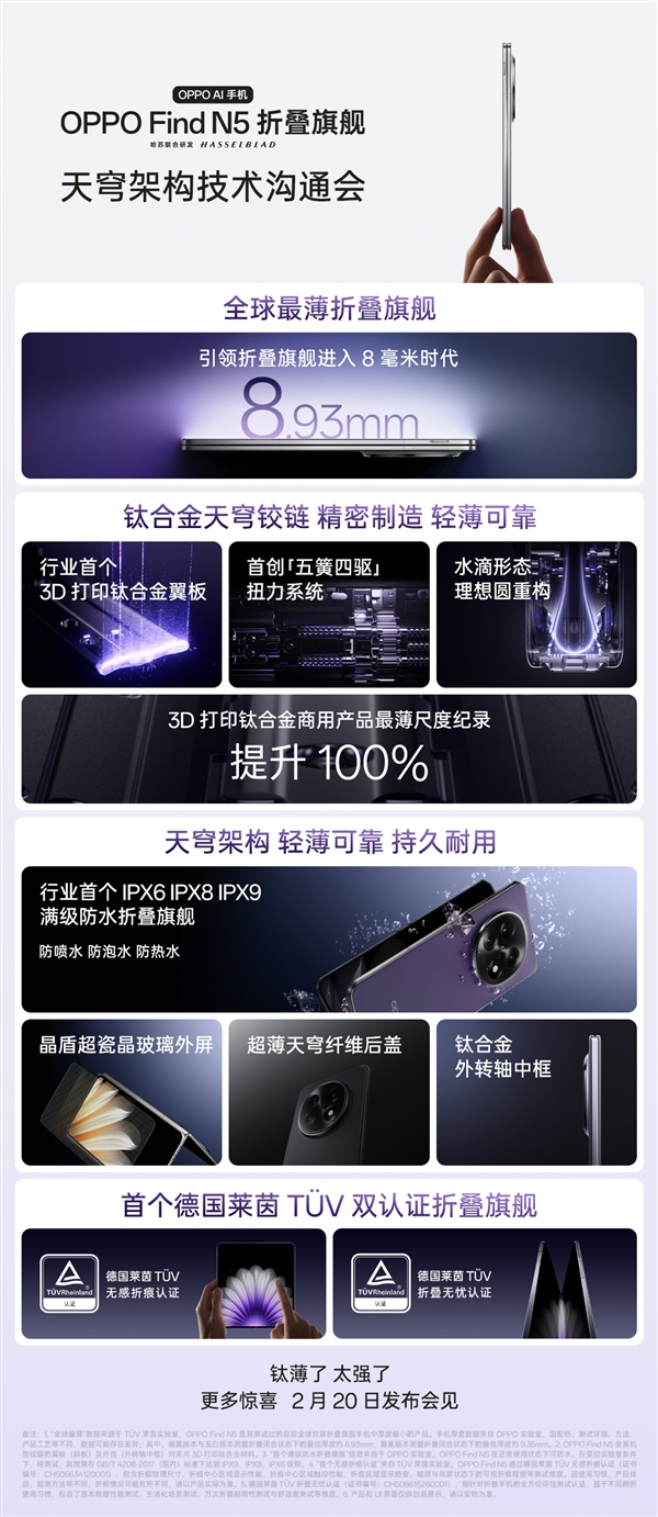 史上最薄折叠屏！一图读懂OPPO Find N5：折叠屏厚度已经卷到极限